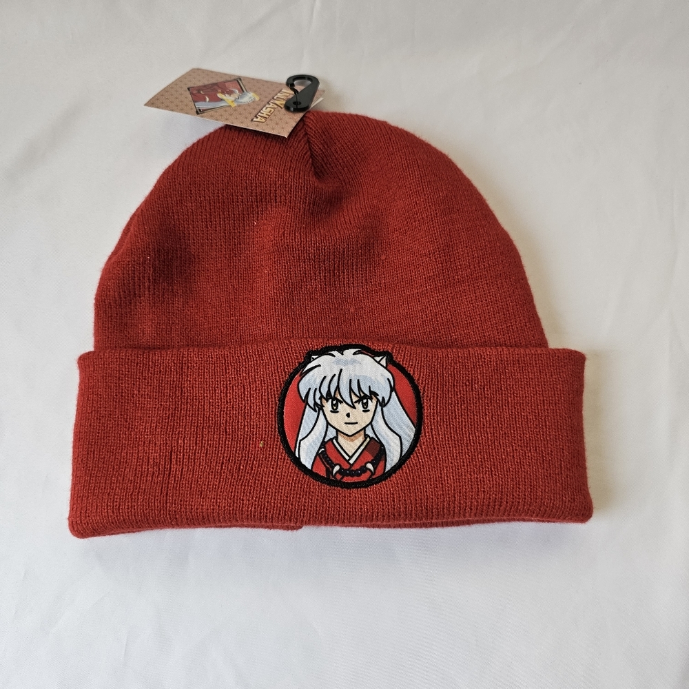Embroidered Patch Anime Beanie  Red